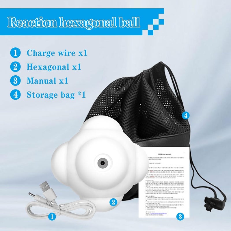 Sywan Smart Reaction Ball, Reflex Ball Hit Different Angles Change Light Color Intelligent Agility Training Light Ball for Hand Eye Coordination Training, Rechargeable, High Elasticity Silicone (1) - Image 3